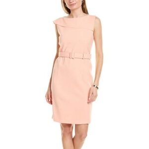 NWT Lafayette 148 Smith Peach Asymmetrical Shoulders Sheath Dress - 6